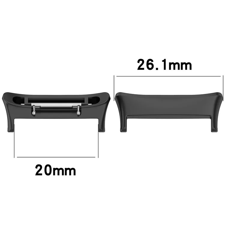 1 Pair for Honor Watch 4 (TMA-L19) 20mm Adapter Stainless Steel Watch Strap Connector - Black