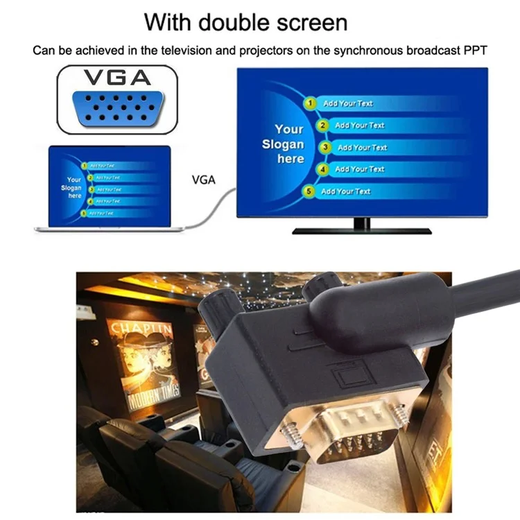 DB-007-RI-1.0M 90 Degree Right Angled VGA RGB Male to Straight Male Extension Cable 3COAX+6C