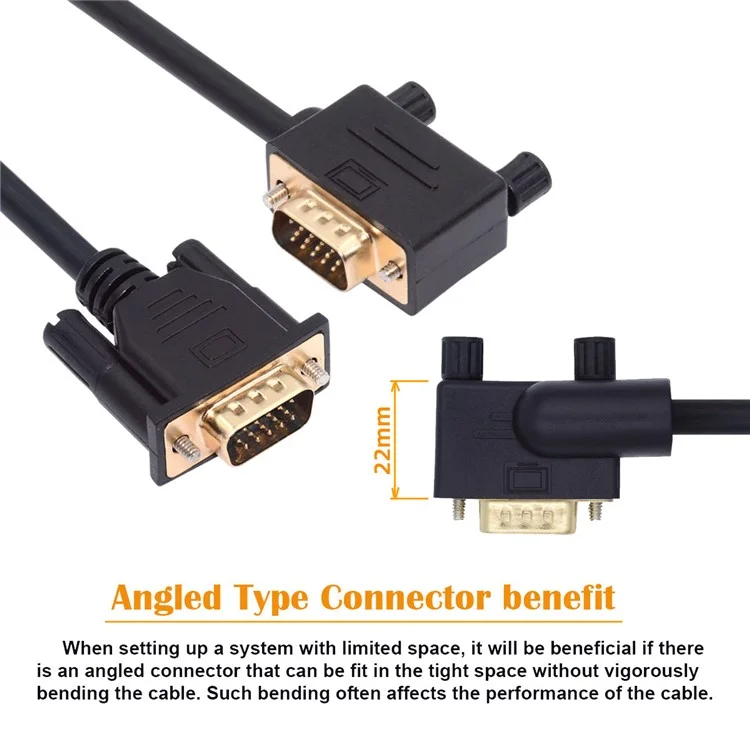 Db-007-le-1,0m 3COAX+6C 90 Grad Links Abgewinkelte VGA RGB Männlich Bis Gerade Männliche Verlängerungskabel