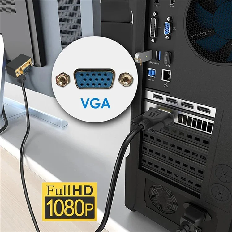 DB-007-UP-1.0M For Monitor / Projector / Computer Up Angled VGA RGB Male to Straight Male Extension Cable 3COAX+6C