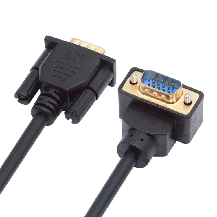 DB-007-DN-1.0M Down Angled VGA RGB Male to Straight Male Extension Cable 3COAX+6C for Monitor / Projector / Computer