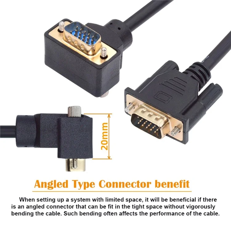 Db-007-dn-1,0m Down Abgeled VGA RGB Männlich Bis Gerade Männliche Verlängerungskabel 3coax+6c Für Monitor / Beamer / Computer