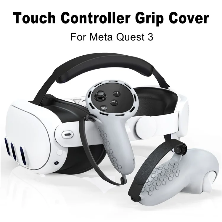 1 Pair Non-Slip Silicone Sleeve for Meta Quest 3 VR Handle Controller Case Cover - Light Grey