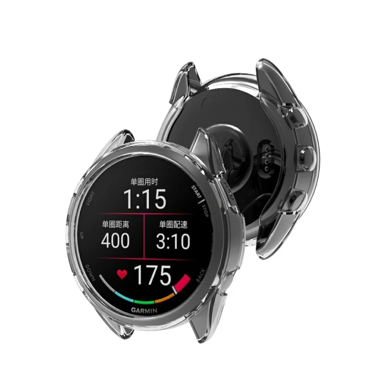 Per Garmin Forerunner 165 Watch Case Half Cover Anti-drop TPU Watch Frame - Trasparente