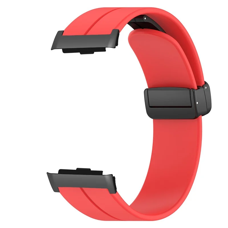 For Huawei Watch D Strap Replacement Soft Silicone Watch Strap with Magnetic Folding Buckle - Red
