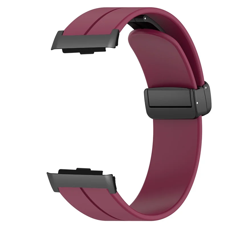 For Huawei Watch D Strap Replacement Soft Silicone Watch Strap with Magnetic Folding Buckle - Wine Red