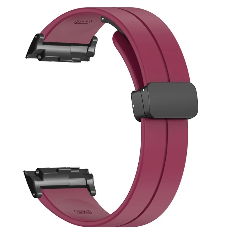 For Huawei Watch D Strap Replacement Soft Silicone Watch Strap with Magnetic Folding Buckle - Wine Red