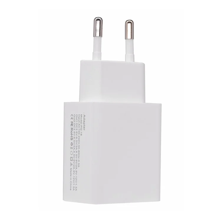 18W USB + Type-C Dual Ports Charger de Viaje de Carga Rápida - Enchufe de la ue