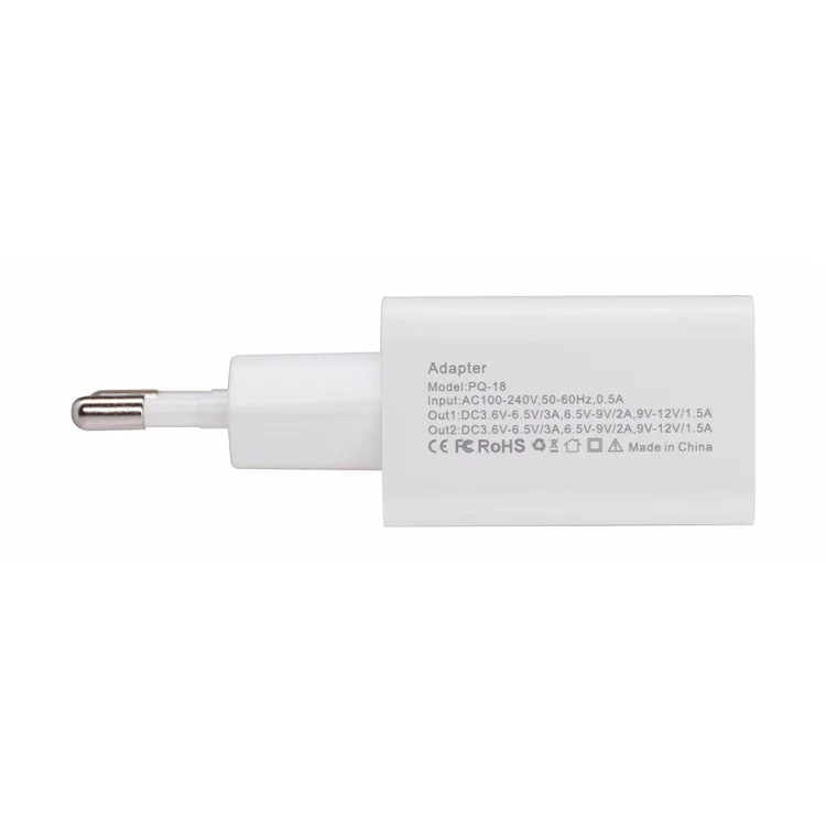 18W USB + Typ-c Dual-ports Schnellladegerät Für Reisebereiche - EU -stecker