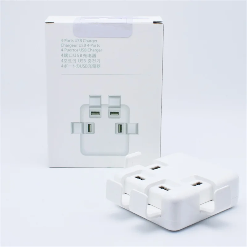 Portable 4 USB Ports Charger Multi USB Power Adapter for Xiaomi Samsung - UK Plug