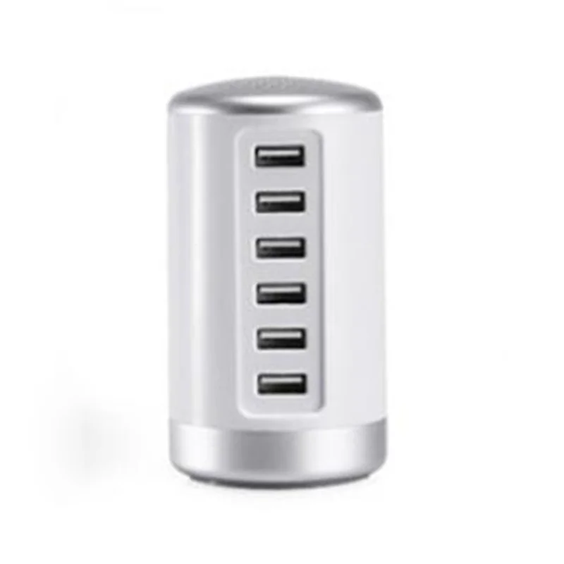 Cylinder Shape 6 Ports Desktop Charging Station USB Hub Wall Charger - White