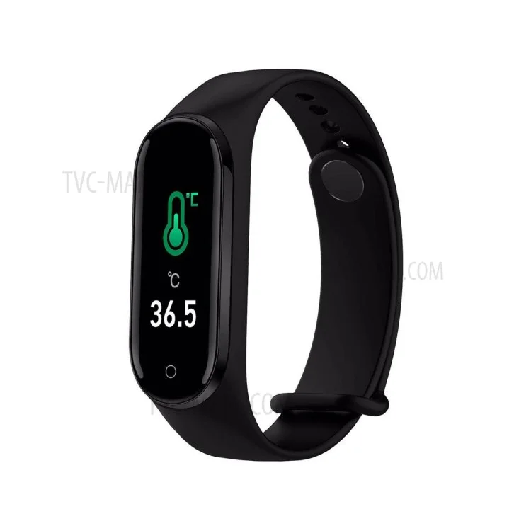 M4 Pro Temperature Measure Smart Bracelet Fitness Tracker Heart Rate Blood Pressure Monitor Wristband - Black