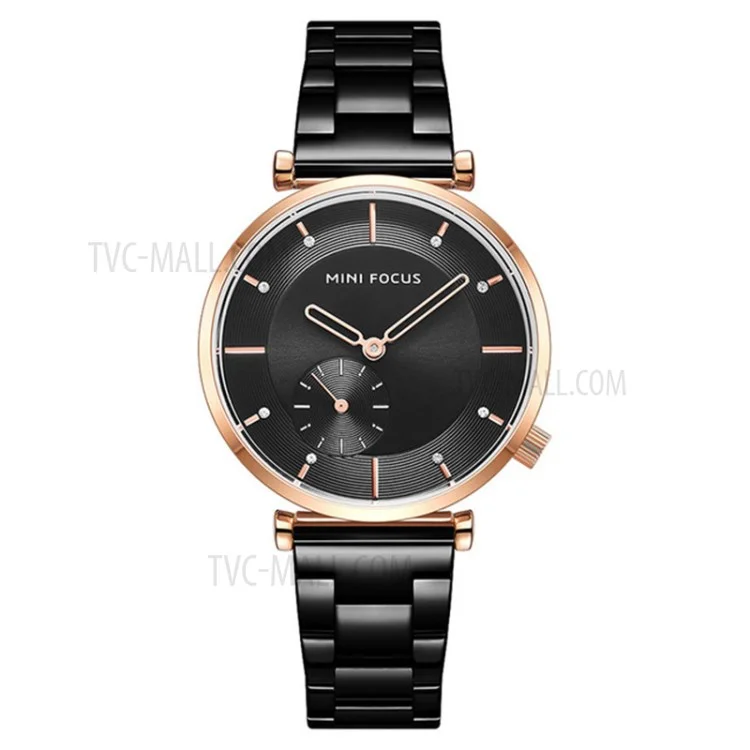 MINI FOCUS 0333L Orologio da donna alla moda e impermeabile Decorazione con strass di lusso - Nero