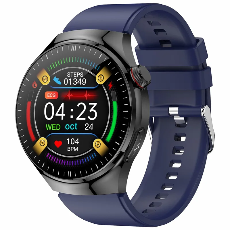 TK26 AMOLED Round Watch Organ Detection Health Monitoring Bluetooth-compatible Calling Smart Watch, Silicone Strap - Blue