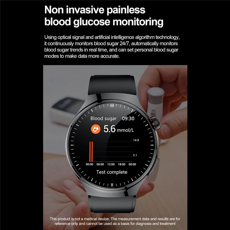 TK26 AMOLED Round Watch Organ Detection Health Monitoring Bluetooth-compatible Calling Smart Watch, Silicone Strap - Blue