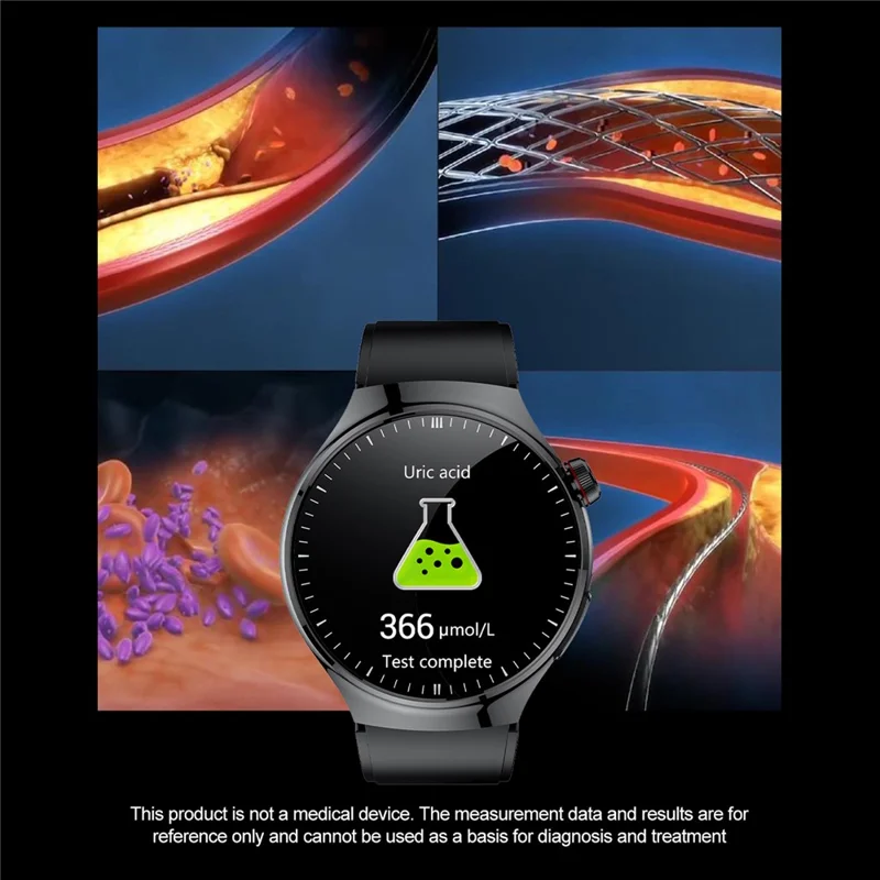 TK26 AMOLED Round Watch Organ Detection Health Monitoring Bluetooth-compatible Calling Smart Watch, Silicone Strap - Blue