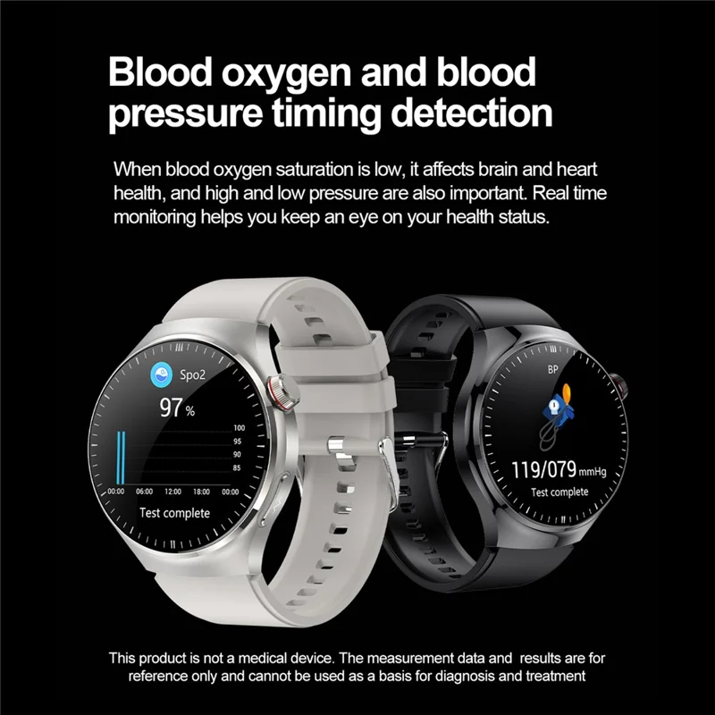 TK26 AMOLED Round Watch Organ Detection Health Monitoring Bluetooth-compatible Calling Smart Watch, Silicone Strap - Blue