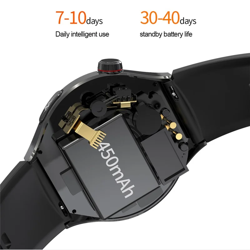TK26 AMOLED Round Watch Organ Detection Health Monitoring Bluetooth-compatible Calling Smart Watch, Silicone Strap - Blue