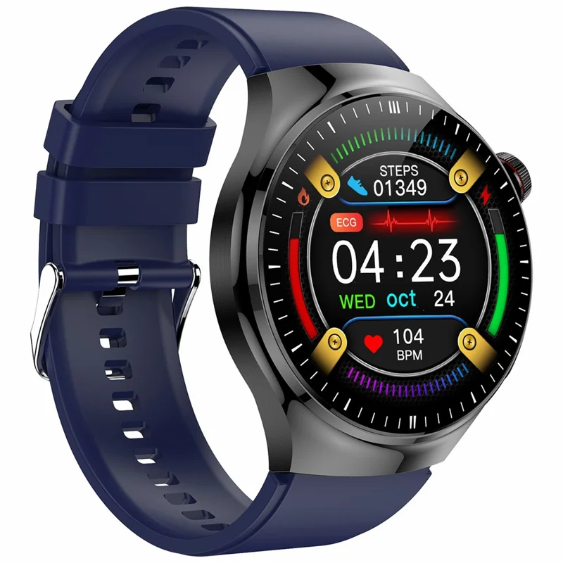 TK26 AMOLED Round Watch Organ Detection Health Monitoring Bluetooth-compatible Calling Smart Watch, Silicone Strap - Blue