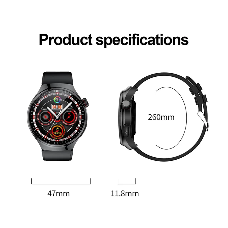 TK26 AMOLED Round Watch Organ Detection Health Monitoring Bluetooth-compatible Calling Smart Watch, Silicone Strap - Blue