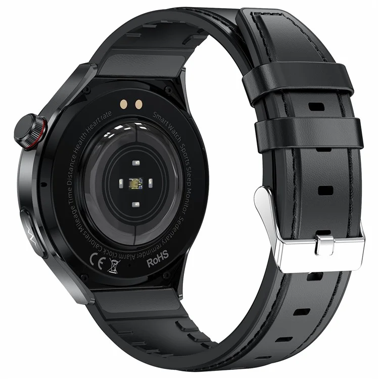 TK26 1,43 polegadas Tela AMOLED Monitor de Frequência Cardíaca e do Sono Relógio Inteligente com Suporte para Chamadas Bluetooth, Pulseira de Couro - Preto