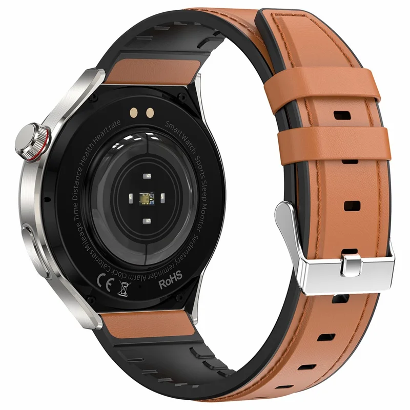 TK26 1.43-inch AMOLED Screen Heart Rate Sleep Monitor Smart Watch Support Bluetooth-compatible Call, Leather Strap - Brown