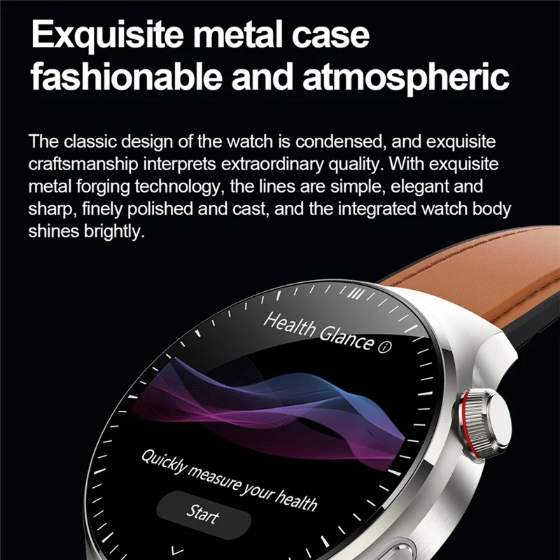 TK26 1.43-inch AMOLED Screen Heart Rate Sleep Monitor Smart Watch Support Bluetooth-compatible Call, Leather Strap - Brown