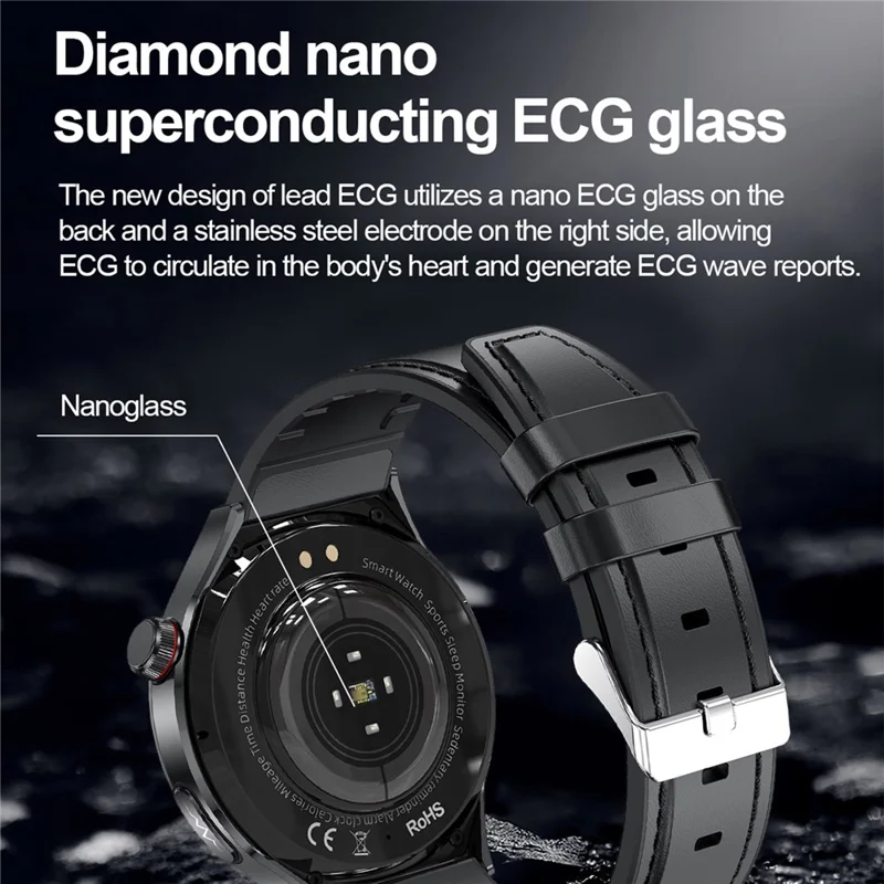 TK26 1.43-inch AMOLED Screen Heart Rate Sleep Monitor Smart Watch Support Bluetooth-compatible Call, Leather Strap - Brown