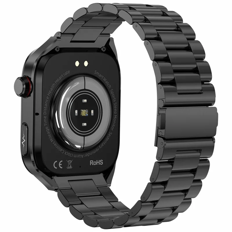 TK16 2.04-Zoll AMOLED-Bildschirm Smartwatch Mikro-Untersuchung EKG Herzfrequenzmonitor Sportuhr, Stahlarmband - Schwarz