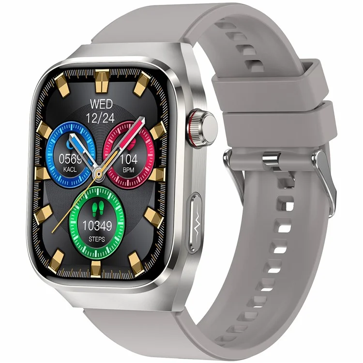 TK16 2.04-inch AMOLED Screen Smart Watch ECG Micro-Physical Examination Heart Rate Monitor, Silicone Strap - Apricot