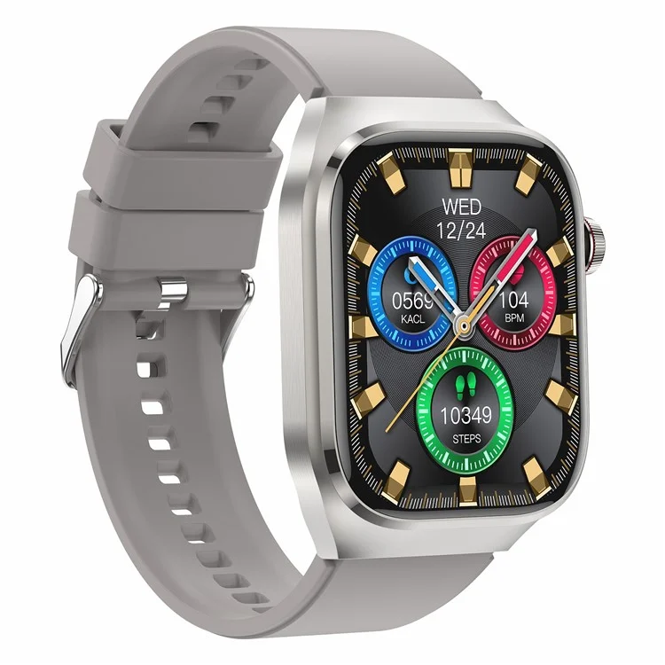TK16 2.04-inch AMOLED Screen Smart Watch ECG Micro-Physical Examination Heart Rate Monitor, Silicone Strap - Apricot