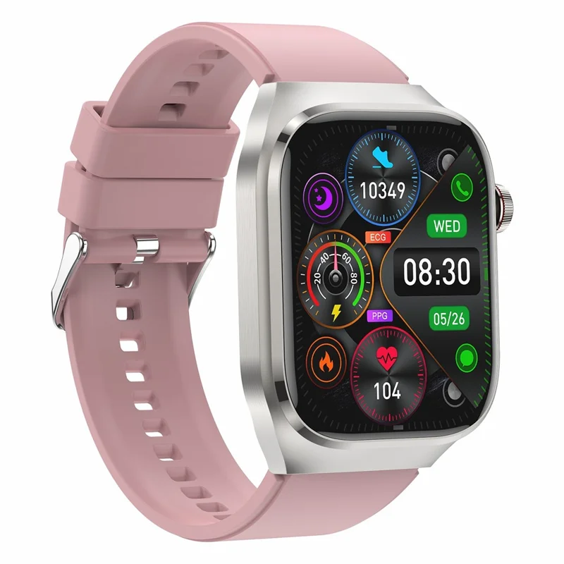 TK16 2,04 polegadas AMOLED Screen Smart Watch ECG Exame Micro-Físico Frequência Cardíaca Monitor, Pulseira de Silicone - Rosa