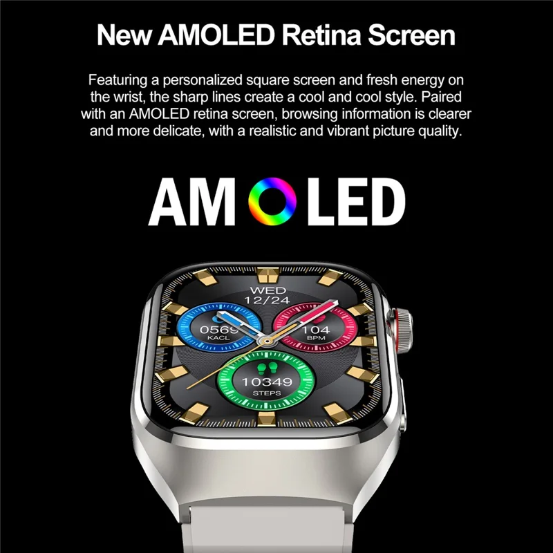 TK16 2,04 polegadas AMOLED Screen Smart Watch ECG Exame Micro-Físico Frequência Cardíaca Monitor, Pulseira de Silicone - Rosa