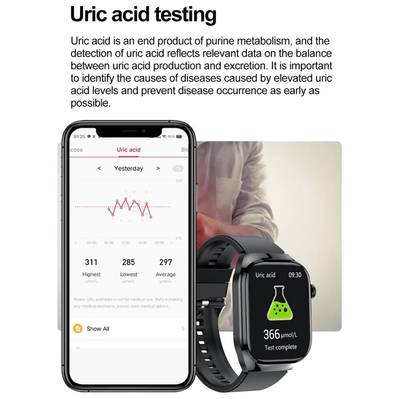 TK16 2,04 polegadas AMOLED Screen Smart Watch ECG Exame Micro-Físico Frequência Cardíaca Monitor, Pulseira de Silicone - Rosa