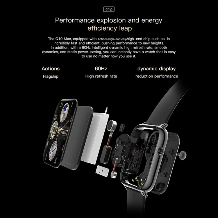Q19 Pro Max Bluetooth Calling Smart Watch Heart Rate Sleep Monitoring Fitness Tracker Smart Bracelet - Preto