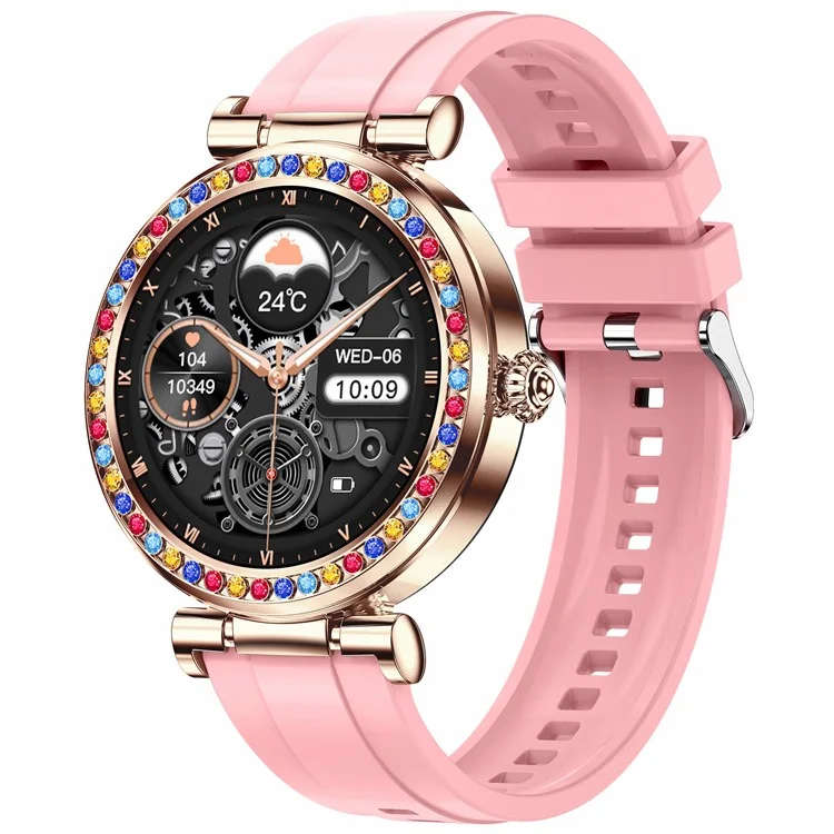 CF30 Cinturino in Silicone da 1,27 pollici con Decoro di Diamanti per Donna, Orologio Smart per la Salute Impermeabile - Rosa