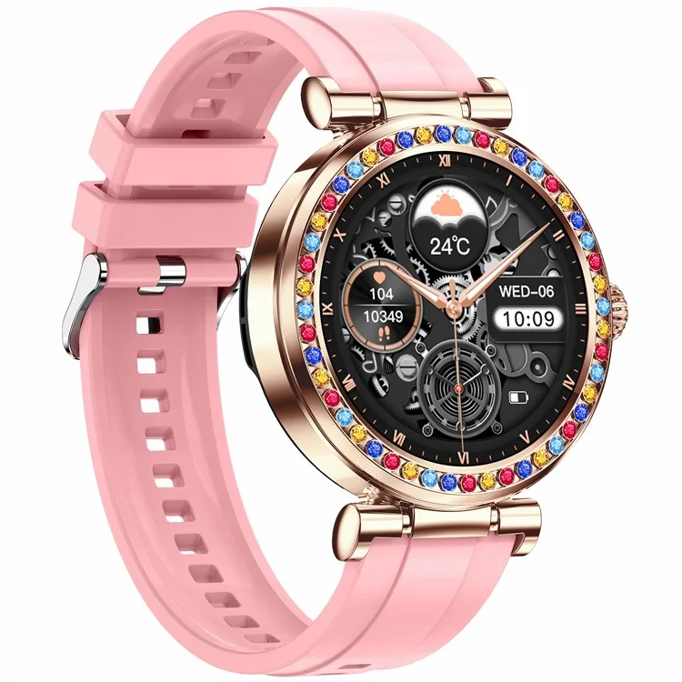 CF30 Cinturino in Silicone da 1,27 pollici con Decoro di Diamanti per Donna, Orologio Smart per la Salute Impermeabile - Rosa