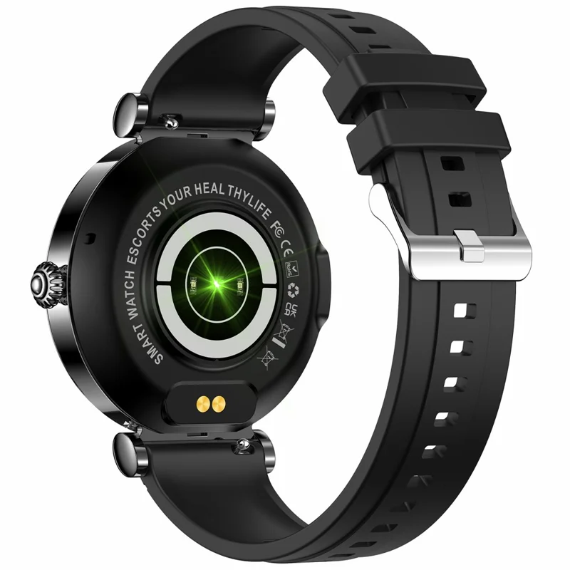 CF30 Cinturino in silicone da 1,27 pollici Decorazione con diamanti Orologio smart per donne Monitoraggio della salute Impermeabile Smart Bracelet - Nero