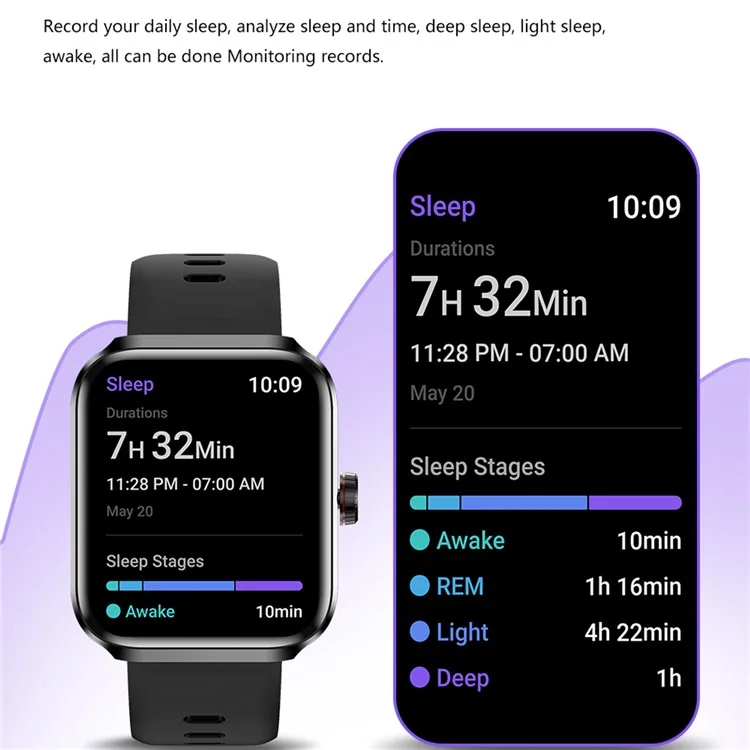 NX22 AMOLED Square Touch Screen Smart Watch GPS Health Monitoring Sport Watch - Negro