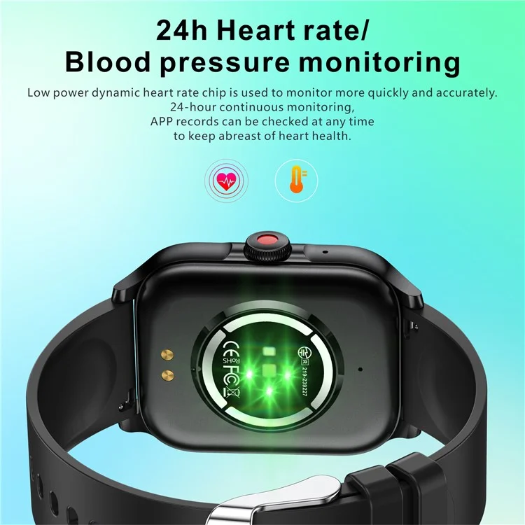 QX15 Realtek Chip 1.85-inch TFT Screen Blood Oxygen Monitor Bluetooth-compatible Smart Watch - Black