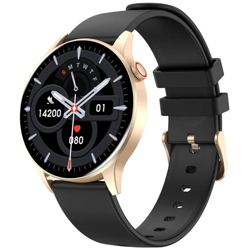 Relógio Inteligente Redondo Y85 Bluetooth Chamada Música Frequência Cardíaca Temperatura Corporal Monitoramento de Saúde Relógio Esportivo - Preto+Dourado