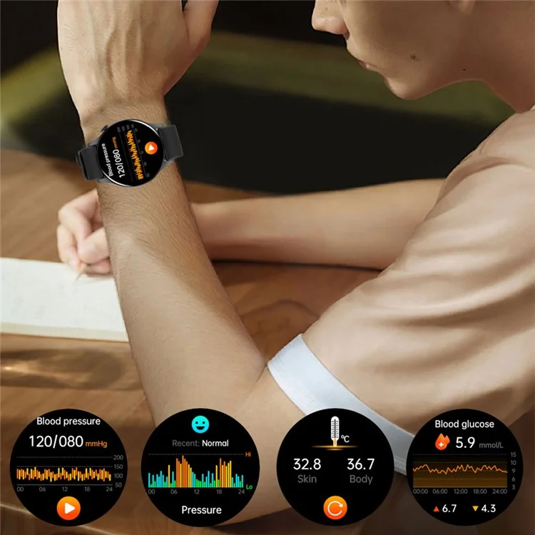 Y85 Round Smart Watch Bluetooth-compatible Call Music Heart Rate Body Temperature Health Monitoring Sports Watch - Purple