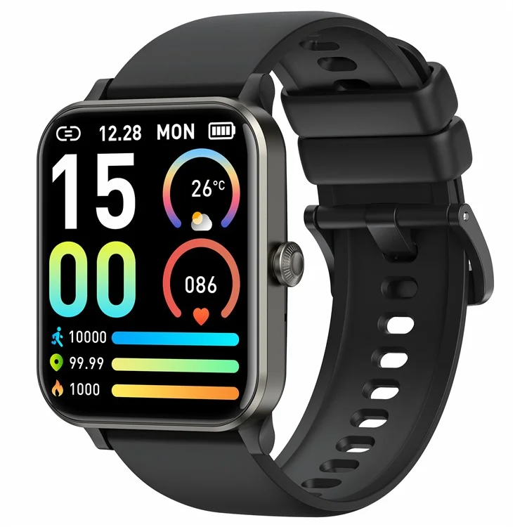 J01 Bluetooth-compatible Smart Watch Blood Glucose Blood Pressure Heart Rate Health Monitoring Sports Watch - Black