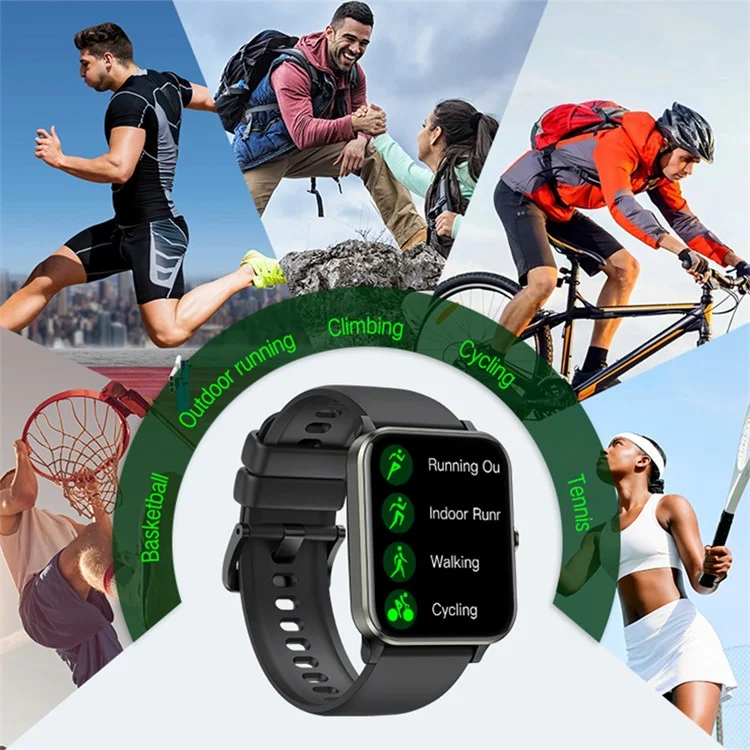 J01 Bluetooth-compatible Smart Watch Blood Glucose Blood Pressure Heart Rate Health Monitoring Sports Watch - Black