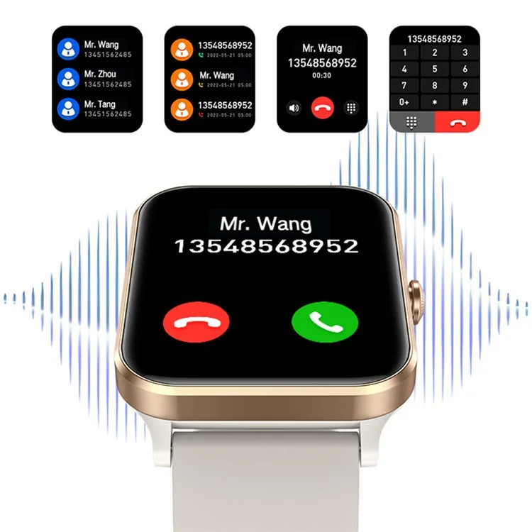 J01 Bluetooth-compatible Smart Watch Blood Glucose Blood Pressure Heart Rate Health Monitoring Sports Watch - Black