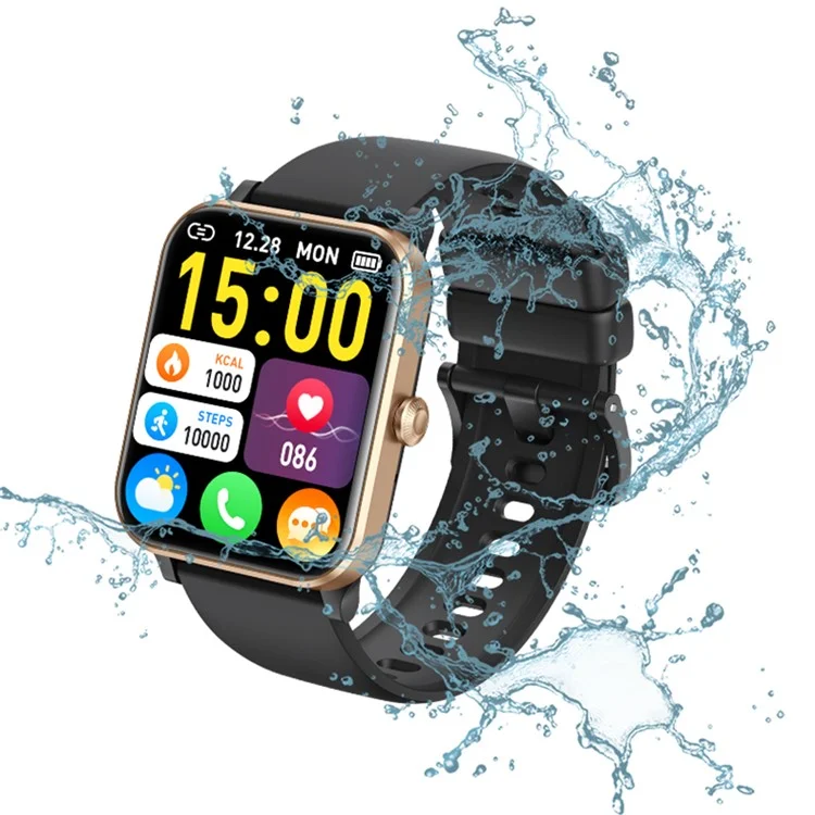 J01 Bluetooth-compatible Smart Watch Blood Glucose Blood Pressure Heart Rate Health Monitoring Sports Watch - Black