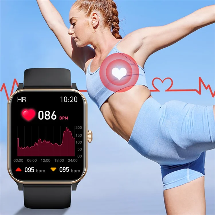 J01 Bluetooth-compatible Smart Watch Blood Glucose Blood Pressure Heart Rate Health Monitoring Sports Watch - Black