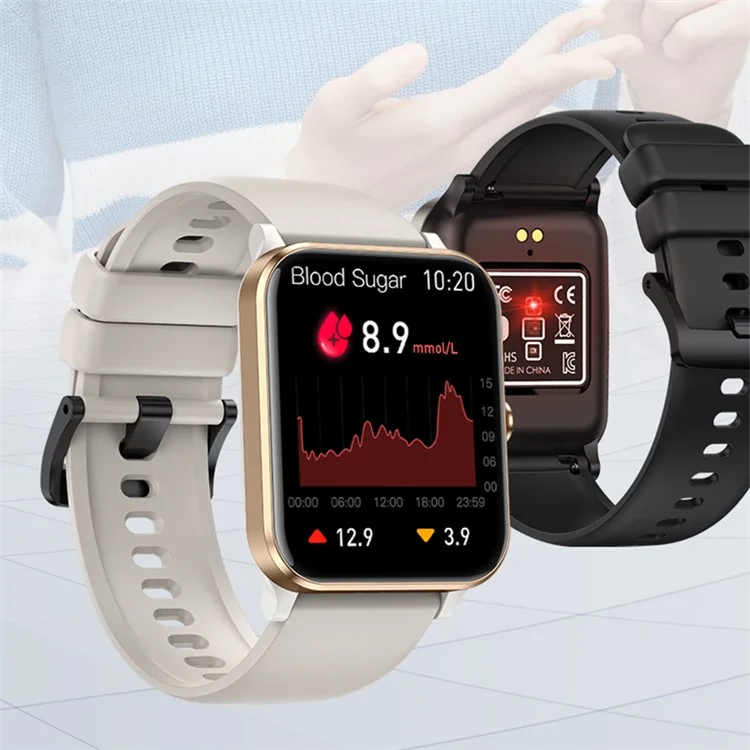 J01 Bluetooth-compatible Smart Watch Blood Glucose Blood Pressure Heart Rate Health Monitoring Sports Watch - Black