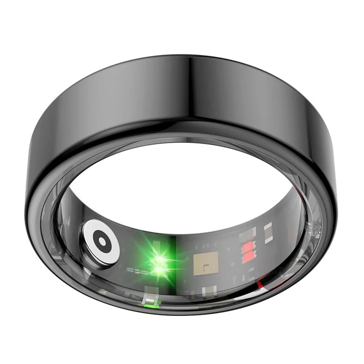 Anel Inteligente de Monitoramento de Saúde S9Ring de Metal Multifuncional Bluetooth - Preto / Tamanho 8
