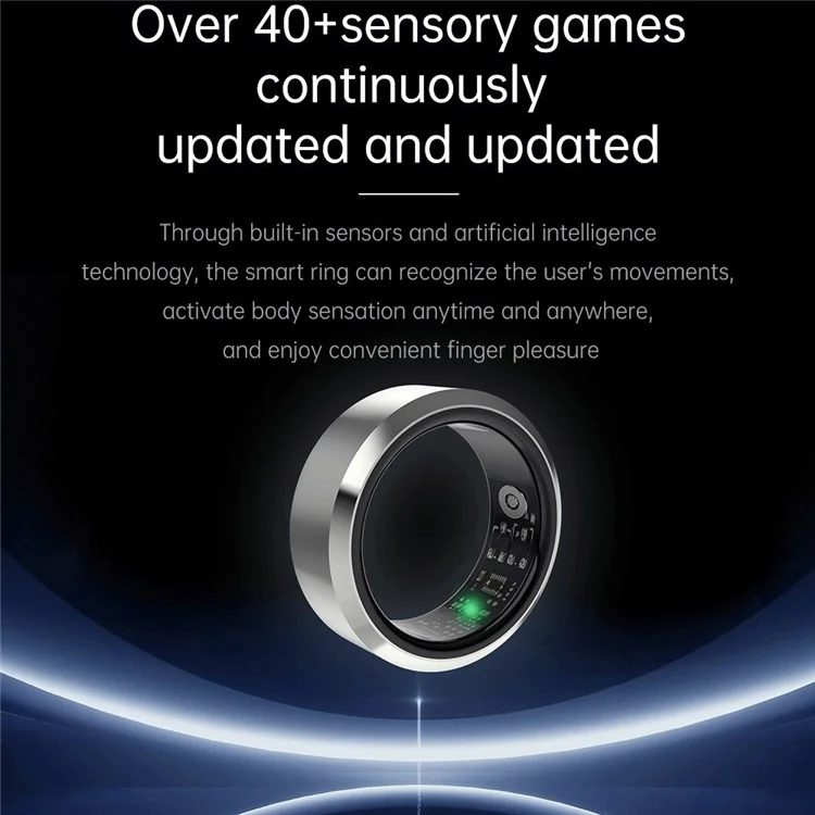 Anel Inteligente de Monitoramento de Saúde S9Ring de Metal Multifuncional Bluetooth - Preto / Tamanho 8